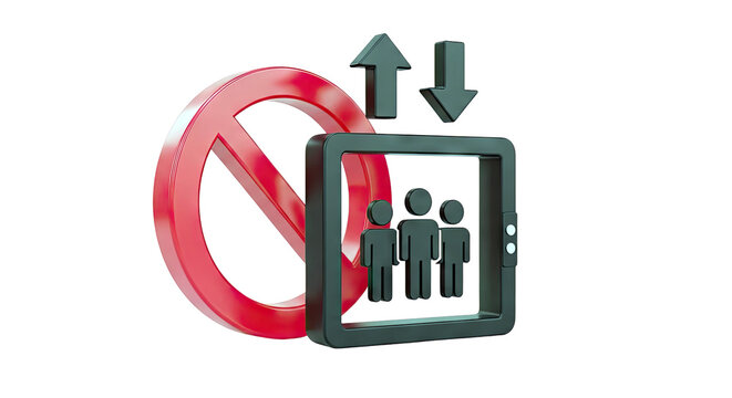 No Elevator Sign with People Icons and Arrows