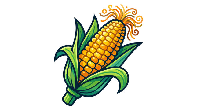 Yellow corn on the cob illustration.