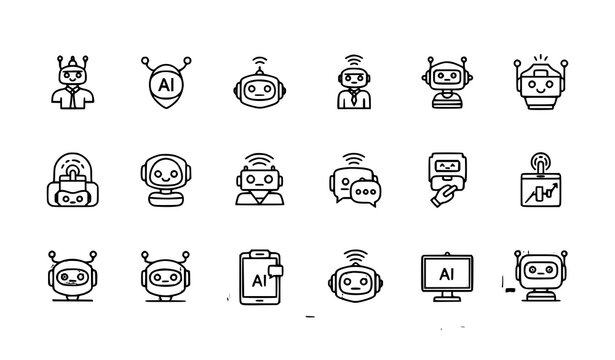 AI Agent Vector Icons &ndash; Minimal Editable UI & App Icon Set