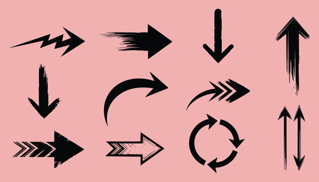 Various black arrows on pink background