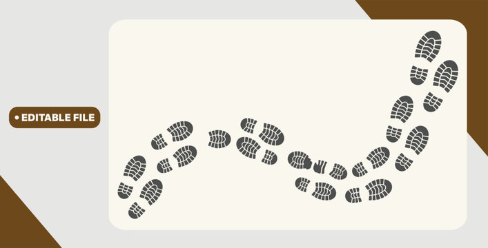 Up footprint trail of human, human footprints silhouette &ndash; stock vector