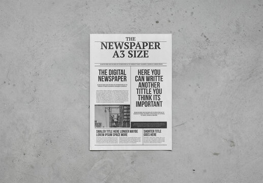 Mockup Of Customized Closed A3 Newspaper