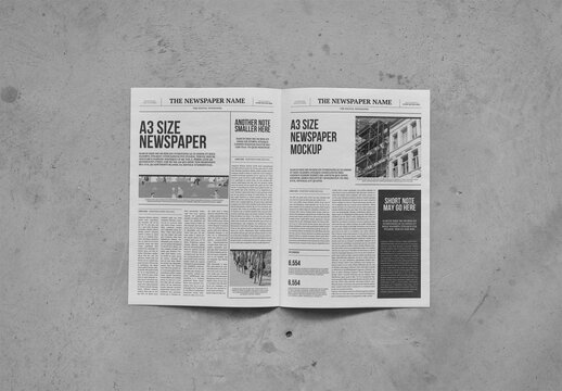 Mockup Of Customizable Open A3 Newspaper
