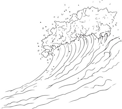 Snow Avalance Hand-drawn Sketch Drawing Vector Illustration, Line Linear Symbol Black and White Engraving, Isolated