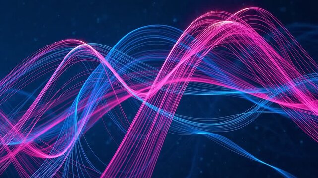 Abstract wave lines in pink and blue representing Generative AI and Creative Energy