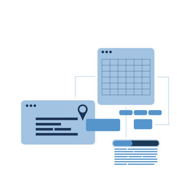 Flat Human Made Design UI Components &ndash; Location Card, Calendar Grid and Dashboard