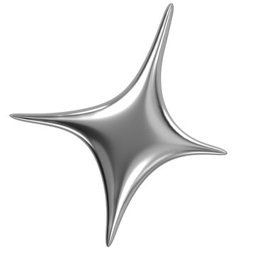 Chrome Spark Star 3D Icon