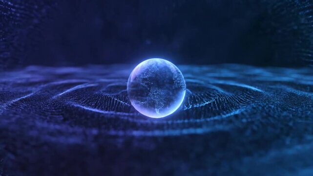 Abstract digital Earth globe technology background, futuristic planet concept.