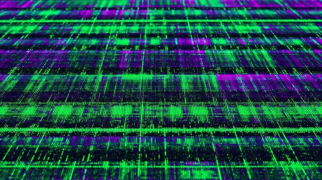 Abstract digital pattern with green and purple for Digital Transformation and Cyber Infrastructure