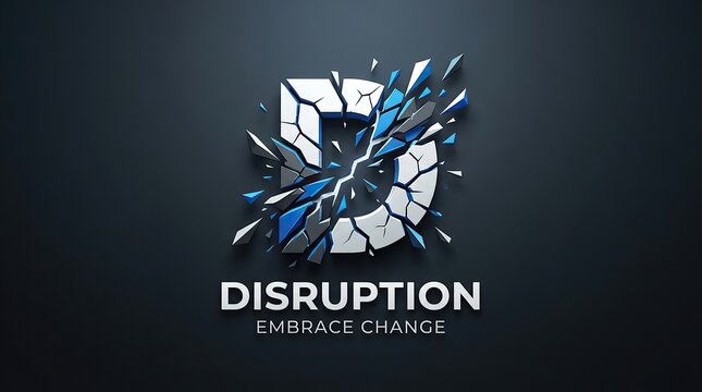 Embrace Disruption and Change in Bold Cracked Typography Design.