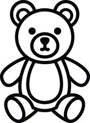 Obraz premium Black outline teddy bear sitting on white background stuffed animal symbol