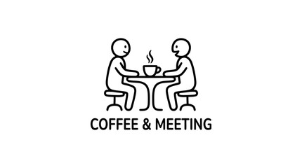 Fototapeta premium Minimalist Icon of People Meeting and Coffee Break