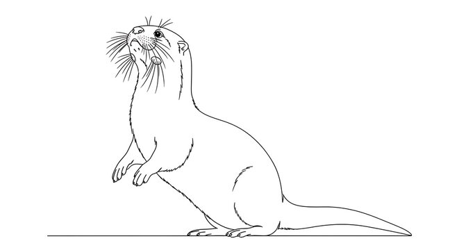 A drawing of an otter standing on its hind legs