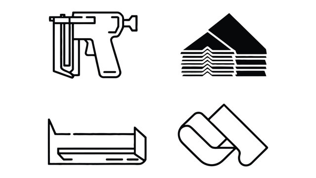 Tool icons: A set of essential construction tools, meticulously illustrated in a clean, minimal style, perfect for any project.