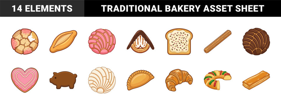 Mexican Sweet Bread and Pastry Graphic Elements