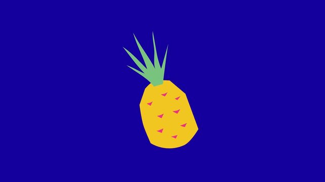 Pineapple fruit animation on blue screen