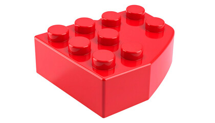 Naklejka premium Red construction block with rounded edges on a dark background; toy building