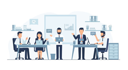Fototapeta premium Business people working at office desks.