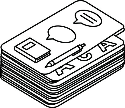 Educational flashcards for vocabulary study in isometric design