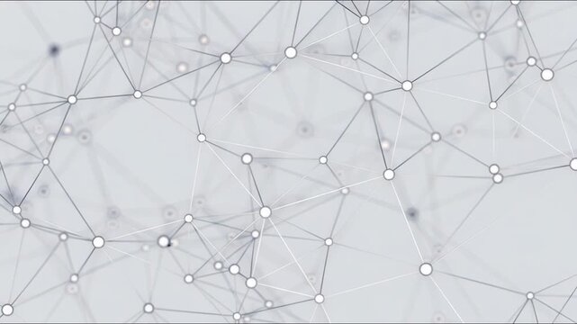 Abstract network of connected nodes in minimal style on light grey background, concept of communication and digital links