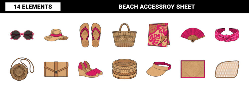 Summer Straw Hat and Beach Accessories
