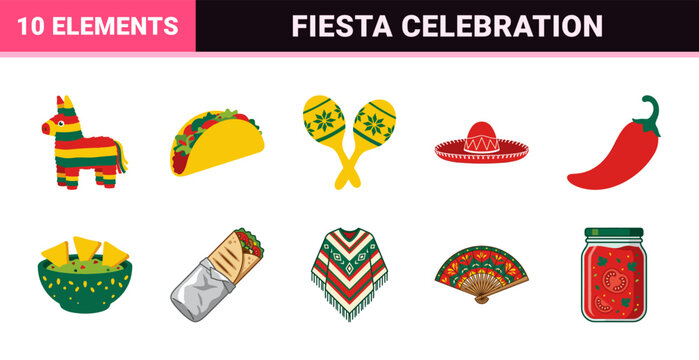 Mexican Fiesta Celebration Graphic Set