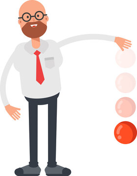 Bald Businessman Character Throwing Ball
