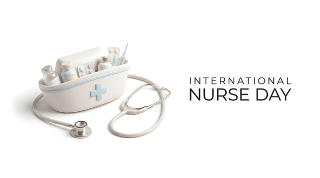International Nurse Day awareness banner poster and typo on background