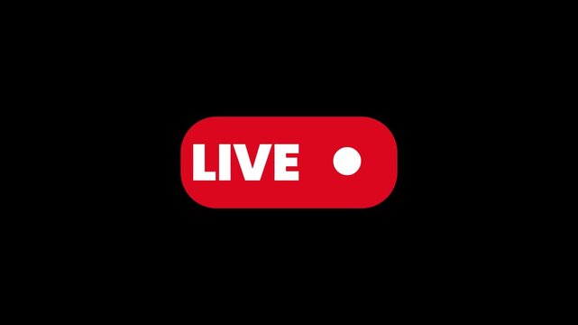A live streaming event with a red button on a black background