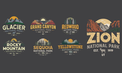 Fototapeta premium National park vintage posters collection a celebration of america's natural wonders