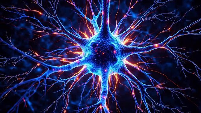Neuron cell with glowing dendrites for Healthcare Innovation and Telemedicine