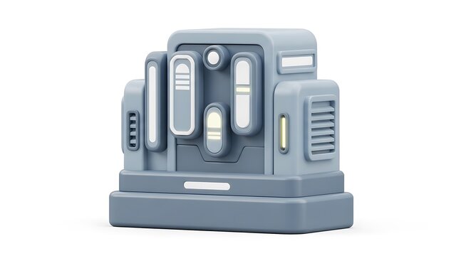 A blue plastic electronic component with multiple openings and connectors