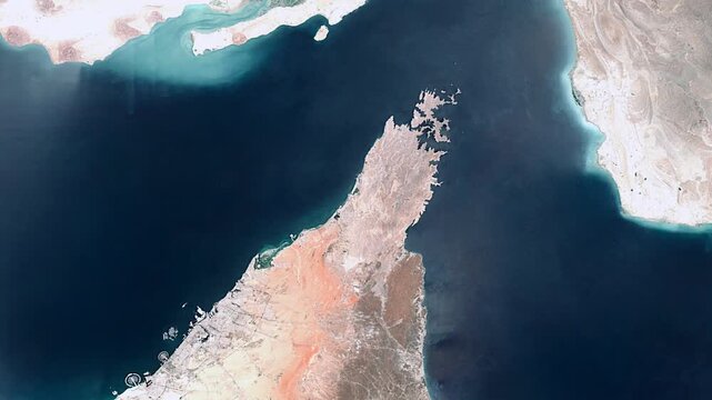 Strait of Hormuz Oil Tanker Traffic and Global Energy Trade Route Open data satellite View