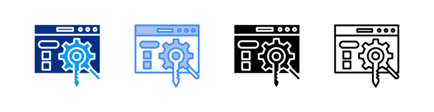 Search Engine Optimization Multiple Style Icon Set Vector 