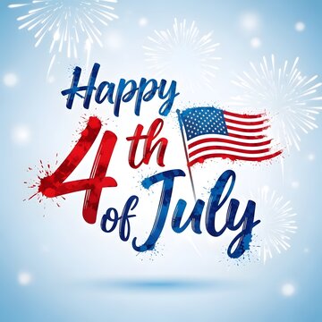 Celebrating the fourth of july with american flag and firework design