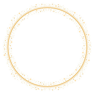 Golden Circle Border Frame With Sparkling Glitter Star Decoration