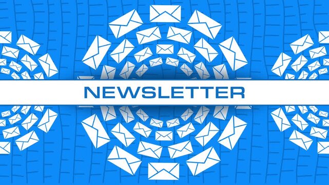 Newsletter Envelope Circular Blue Rotating Multiple Concentric 