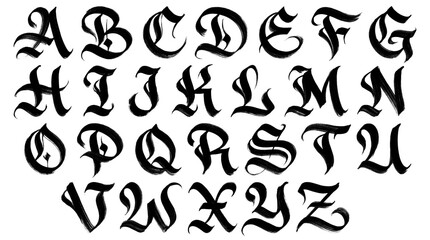Fototapeta premium Modern urban calligraffiti font, Uppercase letters, Transparent background, PNG