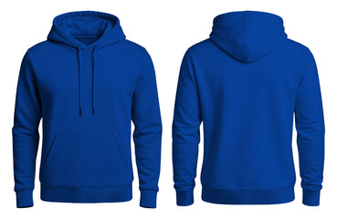 Blue Hoodie Mockup Front and Back View Isolated on Isolated Background © Drip