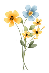 Obraz premium Bouquet with flowers and leaves, hand painted. Floral botanical illustration.