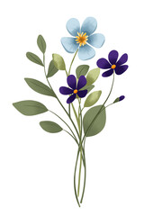 Naklejka premium Bouquet with flowers and leaves, hand painted. Floral botanical illustration.