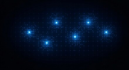 Futuristic digital network with interconnected glowing blue points on dark background for technology innovation connectivity and data communication theme