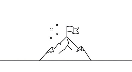 Fototapeta premium Mountain peak with flag on top.
