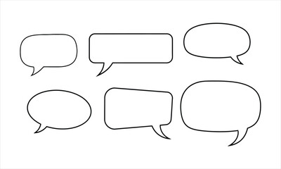 Fototapeta premium Hand Drawn Speech Bubble Outline Set with Chat Dialog Shapes on White Background