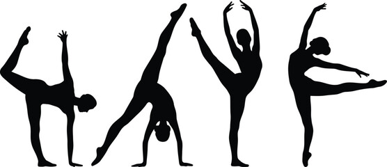 Elegant ballet dancers in various graceful poses showcasing flexibility and artistry isolated on transparent background © MDmamun