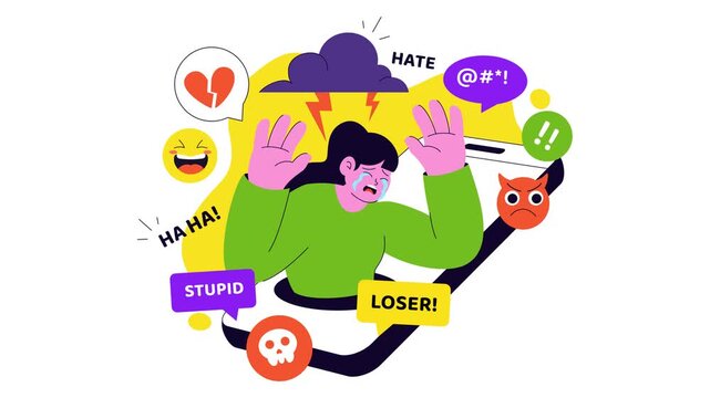 Animation of Cyberbullying Negative Internet Illustration