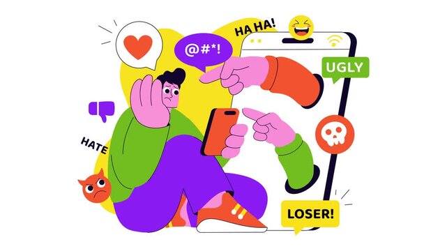 Animation of Cyberbullying Negative Internet Illustration