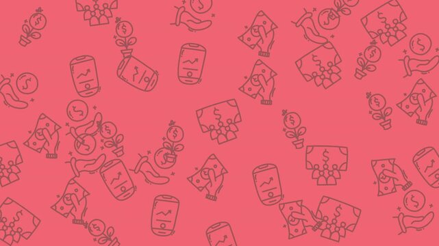 Pink background featuring money icons, suitable for financial presentations, social media posts, and website designs related to banking or finance.