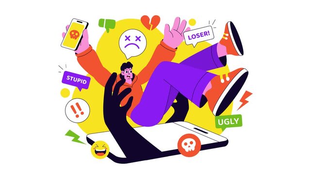 Animation of Cyberbullying Negative Internet Illustration