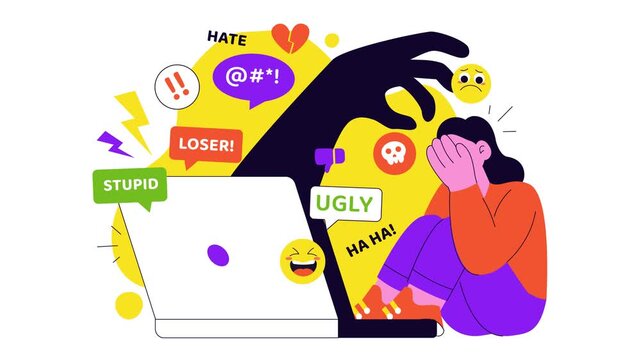 Animation of Cyberbullying Negative Internet Illustration